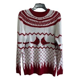 Grandma-core Blitzen & Co Cardinal Bird Fair Isle Knit Winter Sweater Size Small